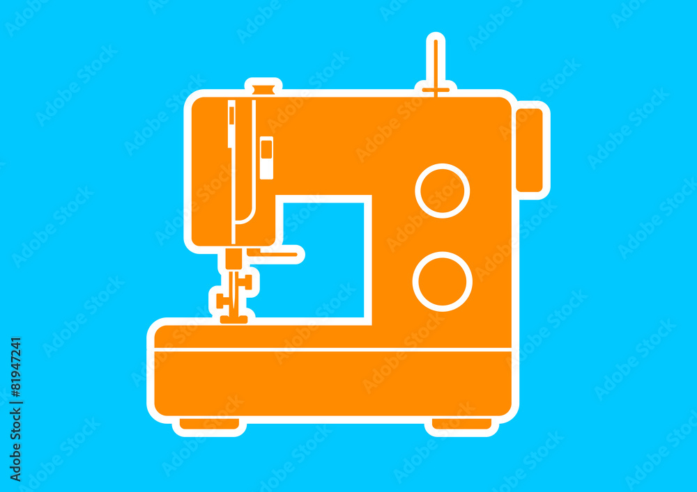 Sewing machine icon on blue background Sewing machine icon on blue background