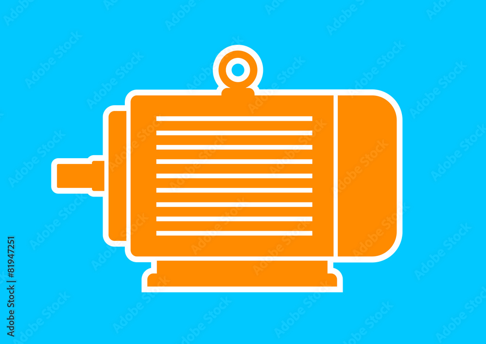 Electric motor icon on blue background