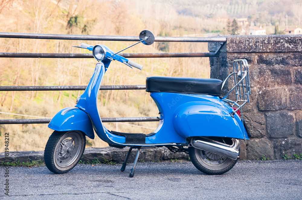 Blue ,retro style Italian scooter