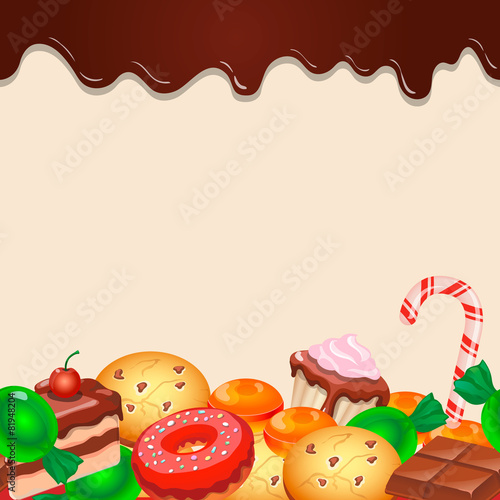 Seamless pattern colorful candy sweets and chocolate
