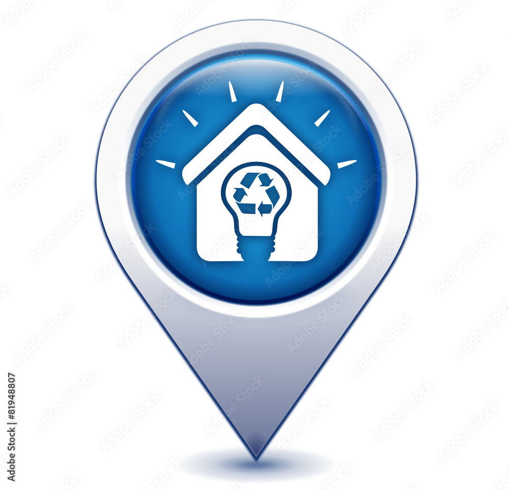 ampoule recyclable sur marqueur géolocalisation bleu