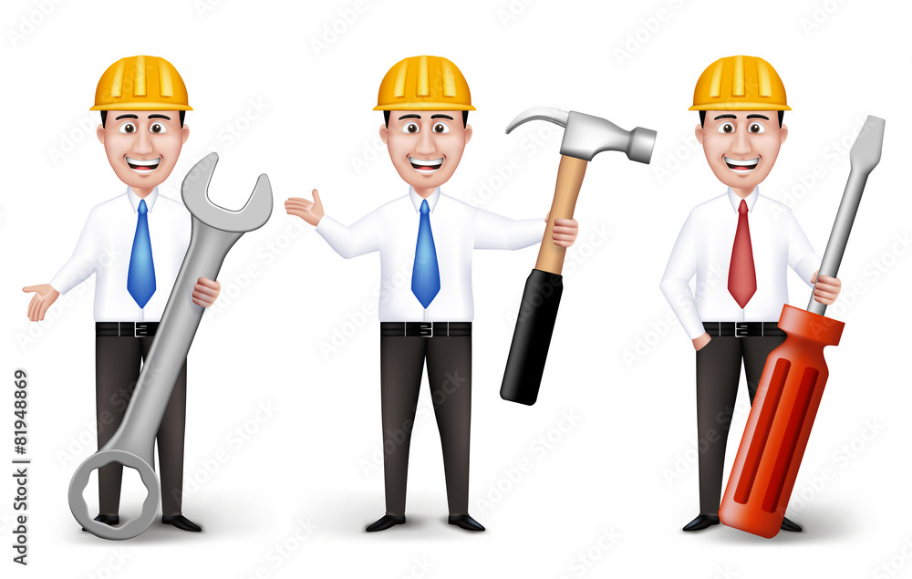 Set of Realistic Smart Different Professional Characters Set of Realistic Smart Different Professional Characters