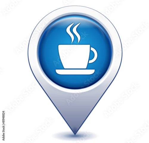 boissons chaudes café thé sur marqueur géolocalisation bleu