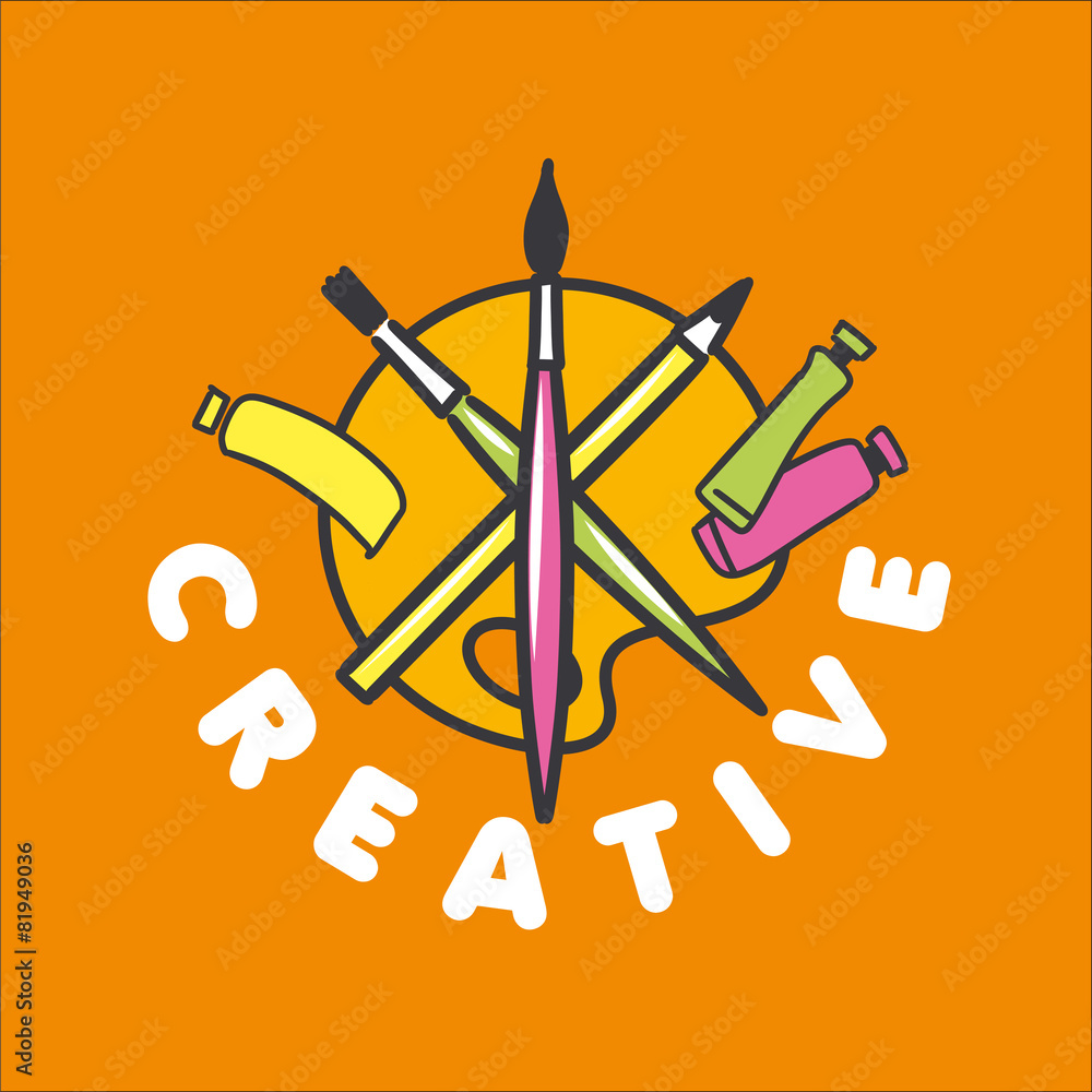 vector logo brush and palette for creativity vector logo brush and palette for creativity