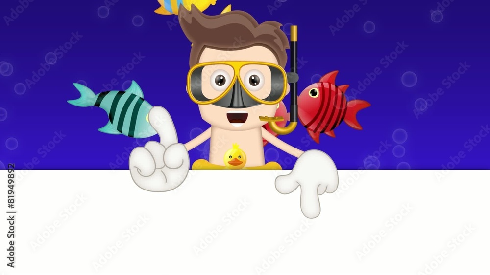 Ben Boy Funny diver with swim ring cartoon illustration Ben Boy Funny diver with swim ring cartoon illustration