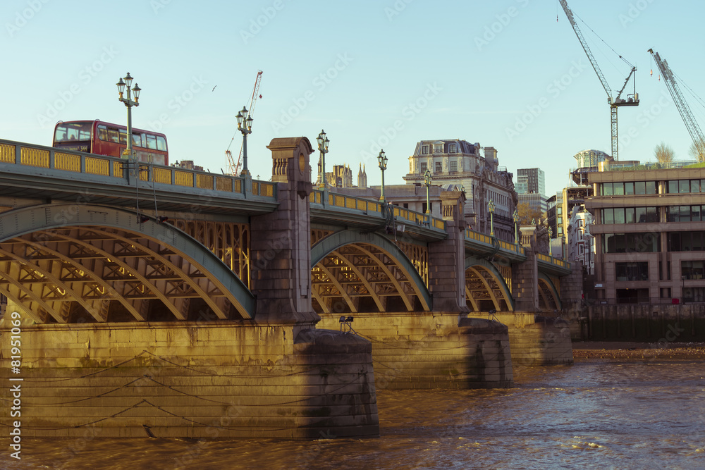 Bus on Southwark bridge