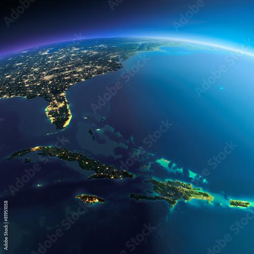 Detailed Earth. Caribbean islands