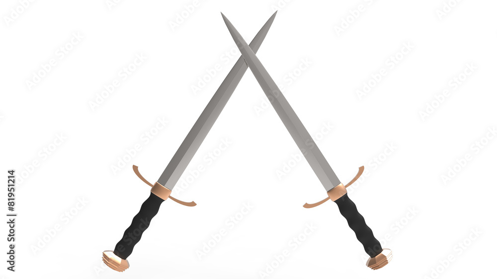 crossed medieval two-edged swords crossed medieval two-edged swords