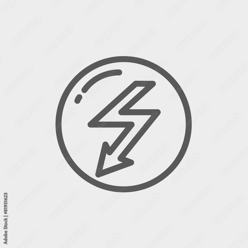 Bubble with lightning arrow thin line icon Bubble with lightning arrow thin line icon