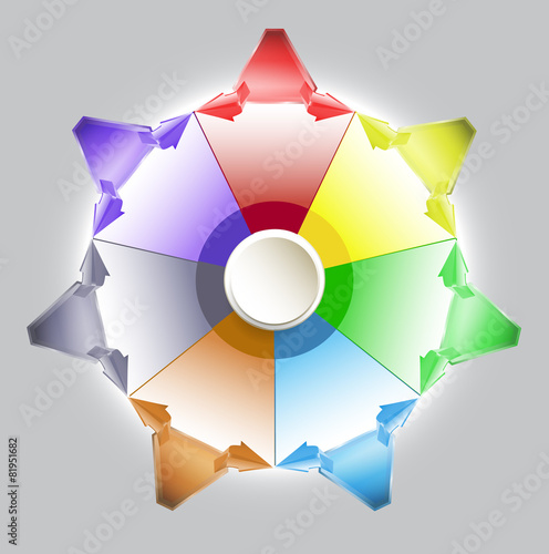 Infographics circular diagram template with arrows and triangles
