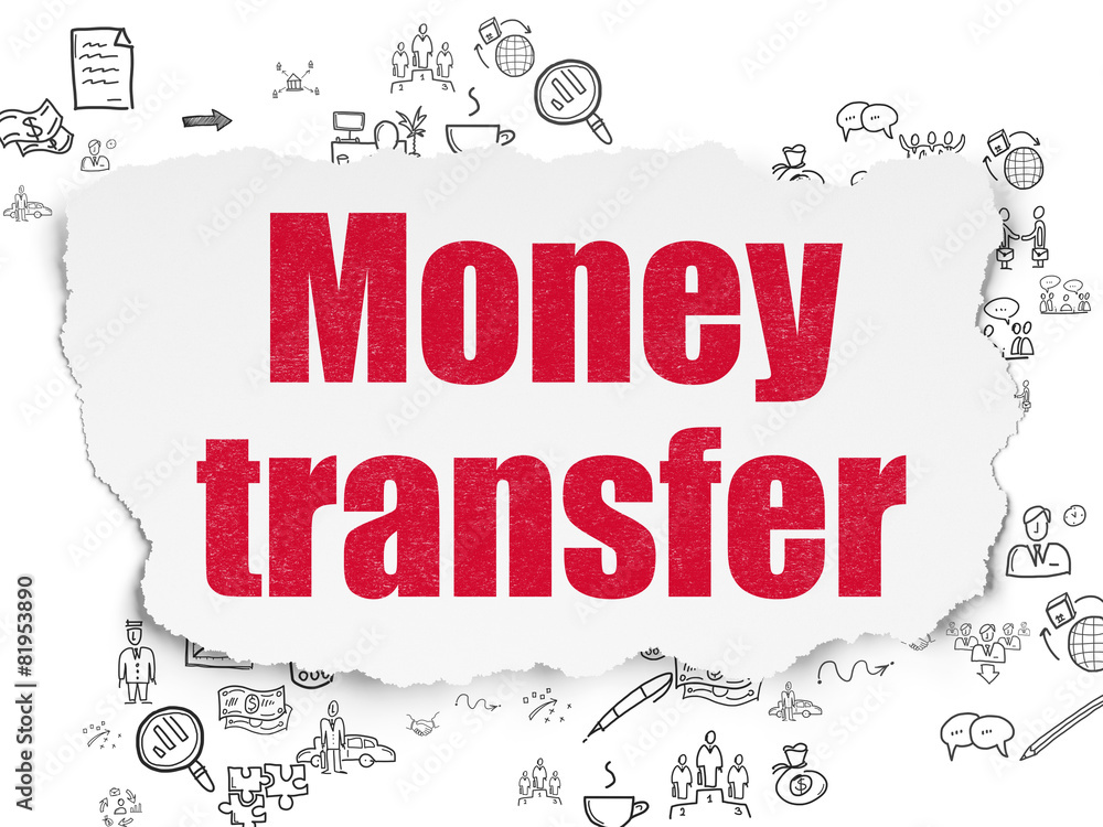 Finance concept: Money Transfer on Torn Paper background