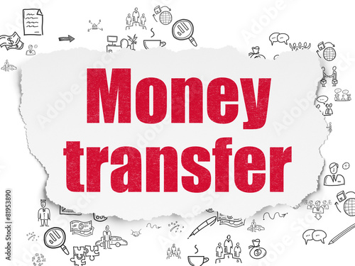 Finance concept  Money Transfer on Torn Paper background
