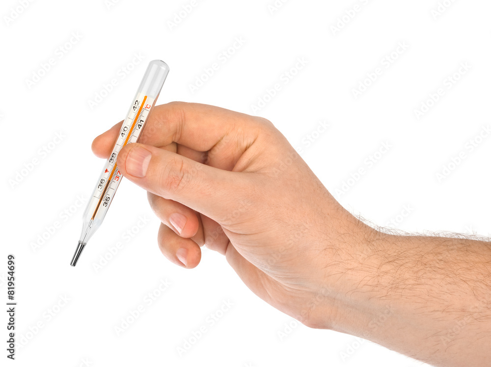 Hand with thermometer