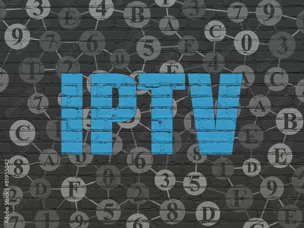 Web development concept: IPTV on wall background