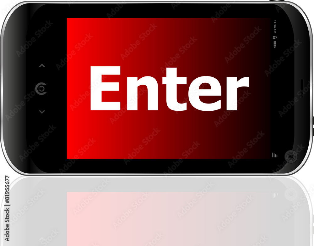 Web development concept: smartphone with word enter. vector Web development concept: smartphone with word enter. vector