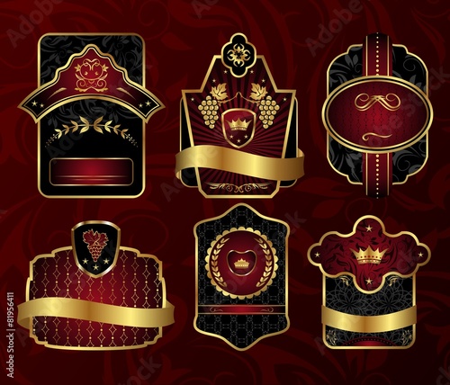 set black gold-framed labels