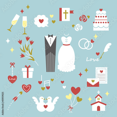 Set of wedding elements