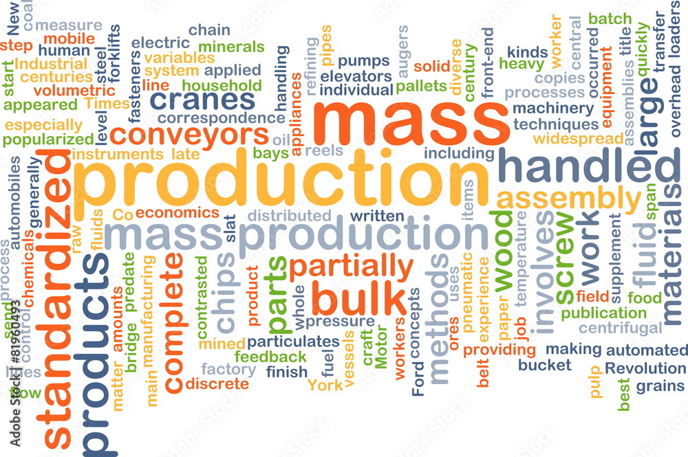 Mass production wordcloud concept illustration