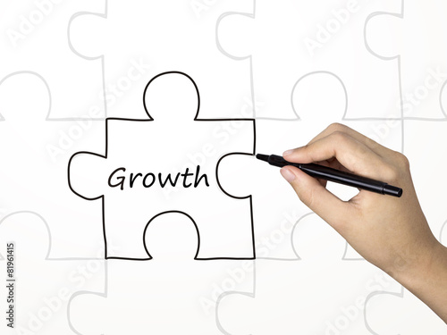 growth word and puzzle drawn by human hand