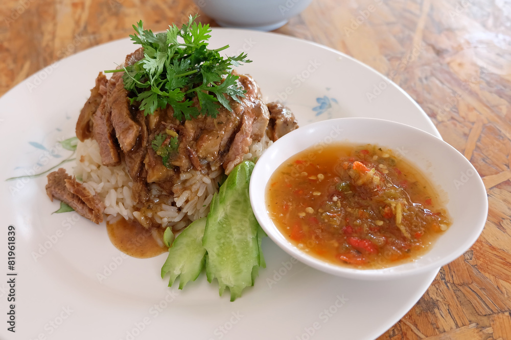 pork with rice ,thai food