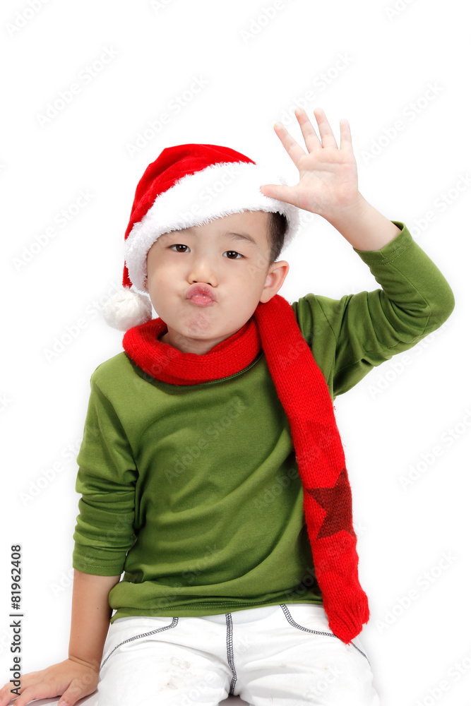 Smiling little boy with Christmas gift box Smiling little boy with Christmas gift box