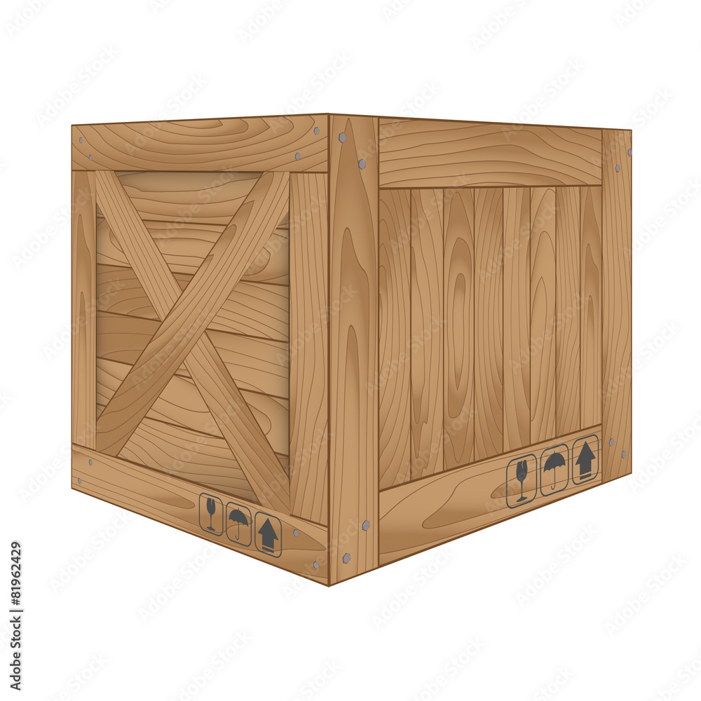Vector of brown wooden box on white Vector of brown wooden box on white