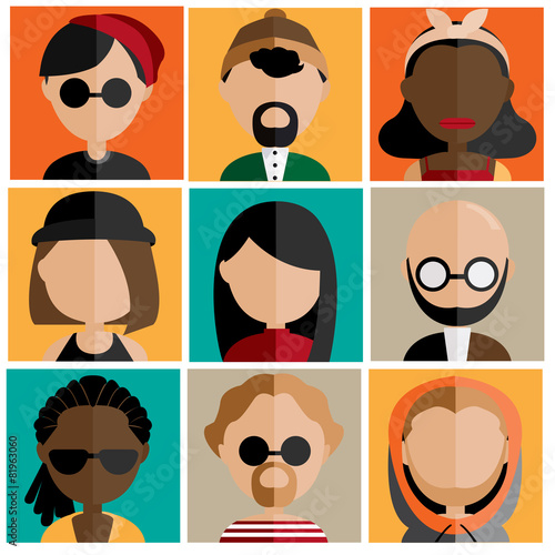 Diversity Interracial Community People Flat Design Icons Concept