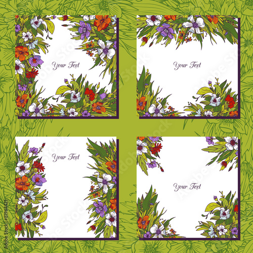 four floral templates with flowers