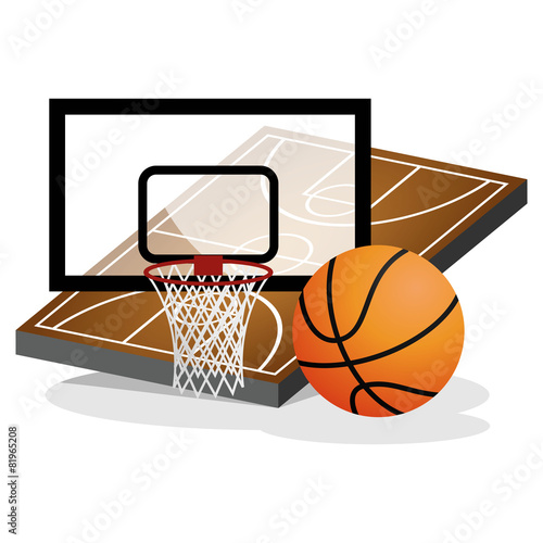 Basket Ball Field and Ball Vector Illustration