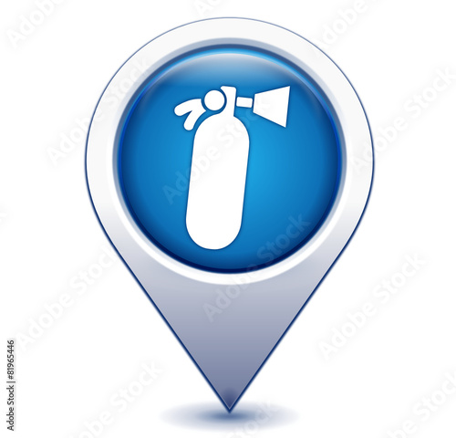 extincteur sur marqueur géolocalisation bleu
