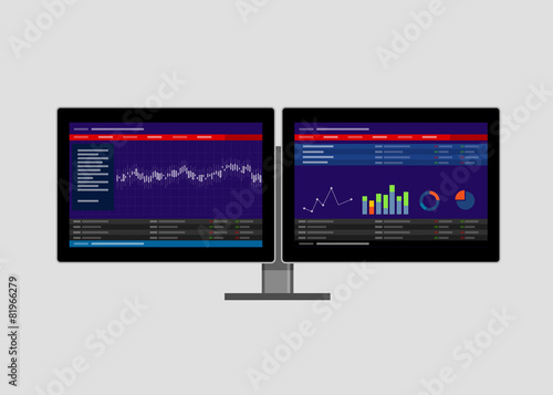 dual two monitor stock transaction terminal