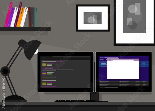 dual two monitor programming coding web