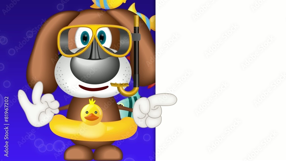 Doby Dog Diver swimring funny cartoon illustration Doby Dog Diver swimring funny cartoon illustration