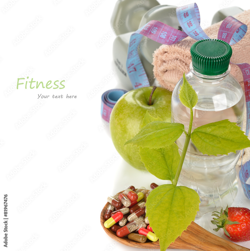 Bottle of water and a green leaf Bottle of water and a green leaf