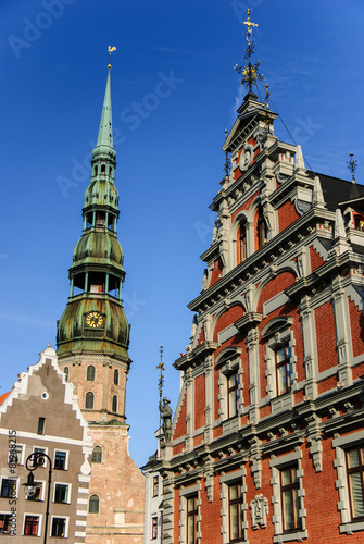 St. Peter's church and House of the Blackheads, Riga, Latvia