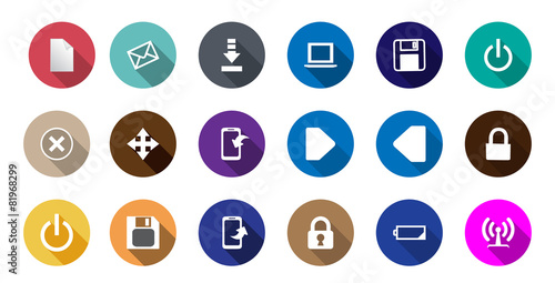set of computer icons in a flat design