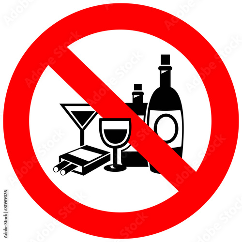 No alcohol and smoking sign, create by vector