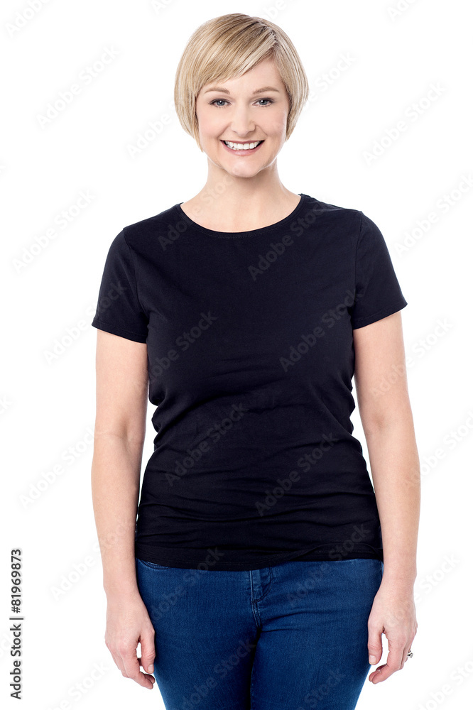 Obraz premium Relaxed woman posing over white