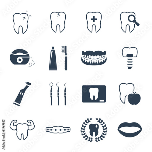 Dental and teeth health icon set
