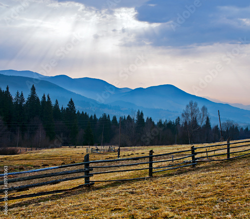Rural landscape and the mountains