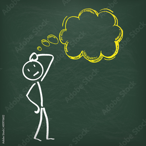 Blackboard Stickman Thought Bubble