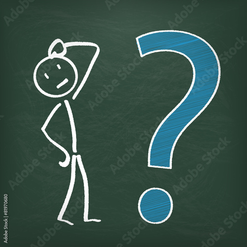 Blackboard Stickman Big Question Ok