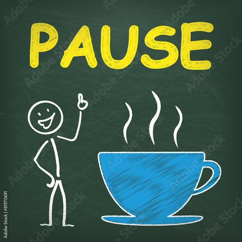 Blackboard Stickman Coffeecup Pause