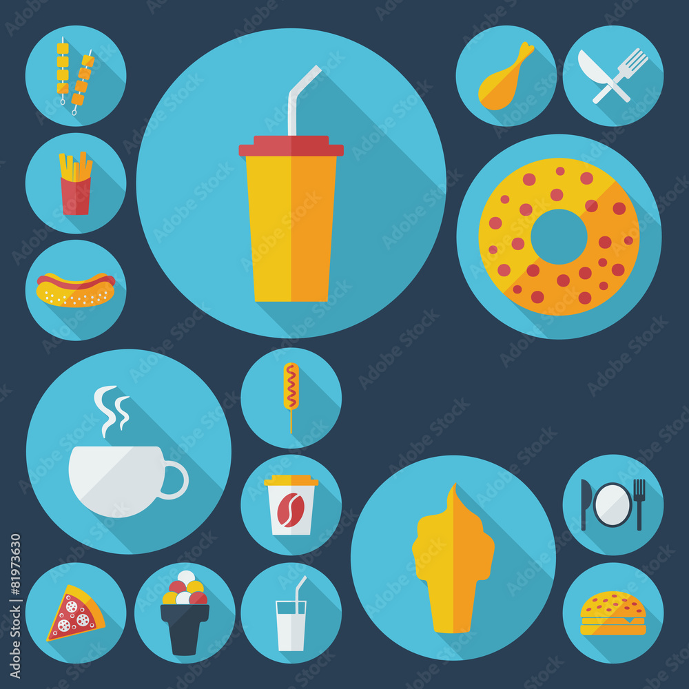 Flat modern design with shadow fast food Flat modern design with shadow fast food