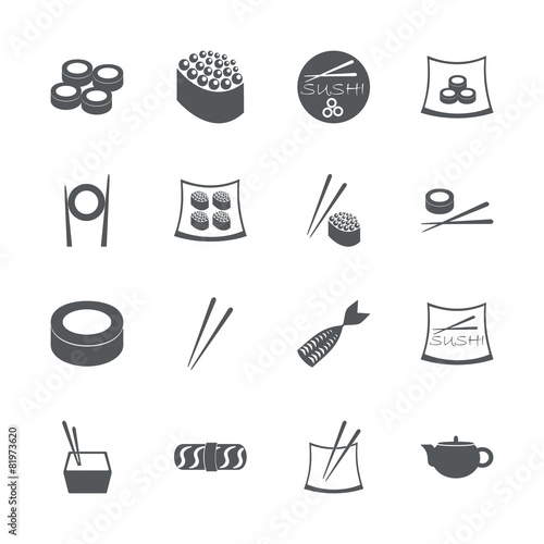 Flat modern design with shadow sushi,Chinese cuisine