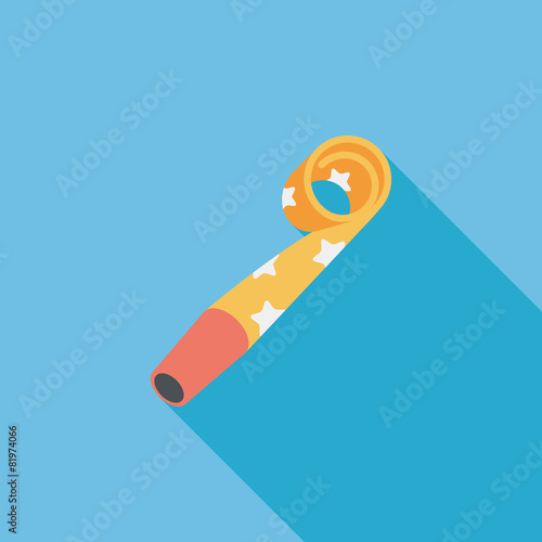 birthday party horn flat icon with long shadow,eps10