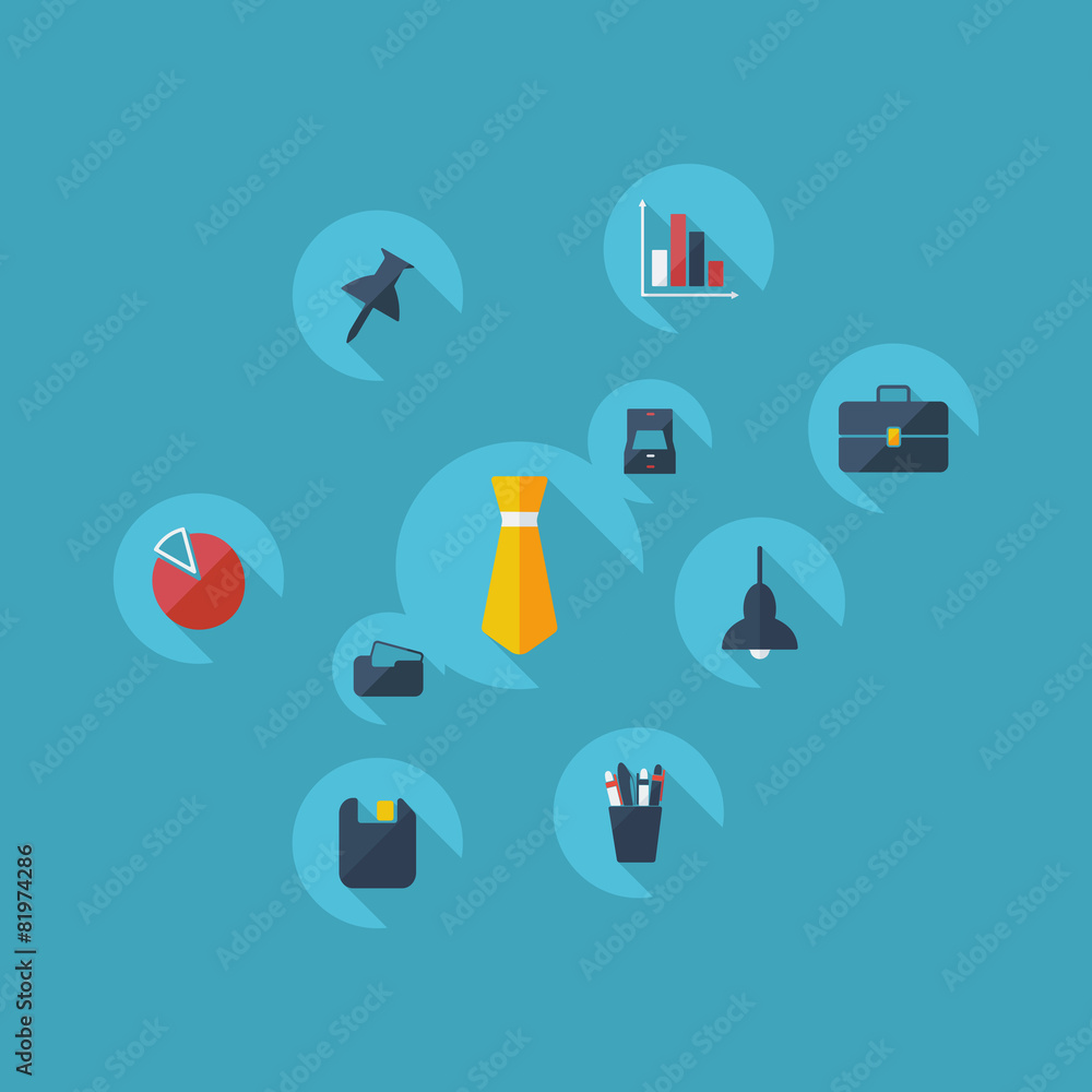 Flat concept, set modern design with shadow Flat concept, set modern design with shadow