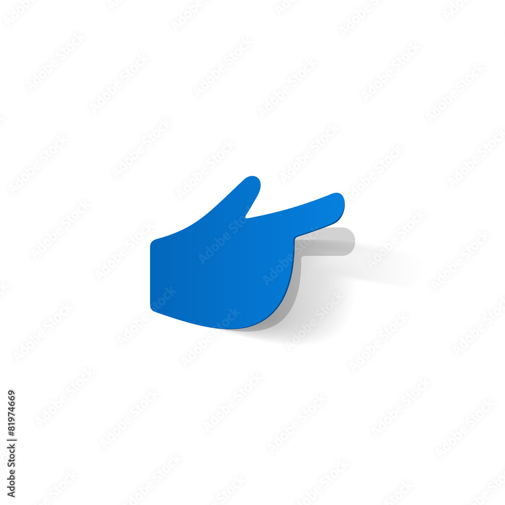Paper clipped sticker: Hand with pointing finger Paper clipped sticker: Hand with pointing finger