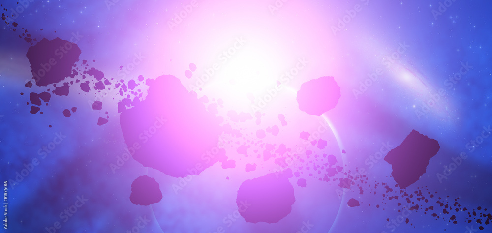 Fototapeta premium Asteroids with a starry background. Digital illustration.