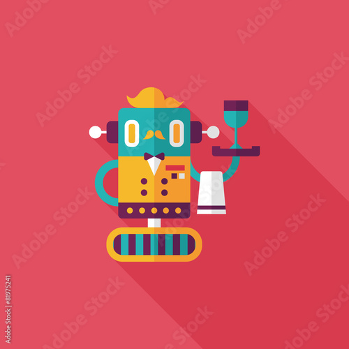 robot concept flat icon with long shadow eps10
